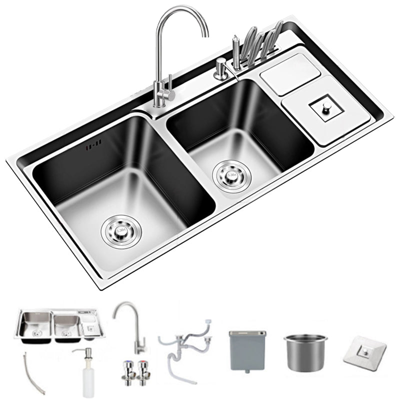 Large Triple Bowl Kitchen Sink Stainless Steel Chrome Sink with Accessories