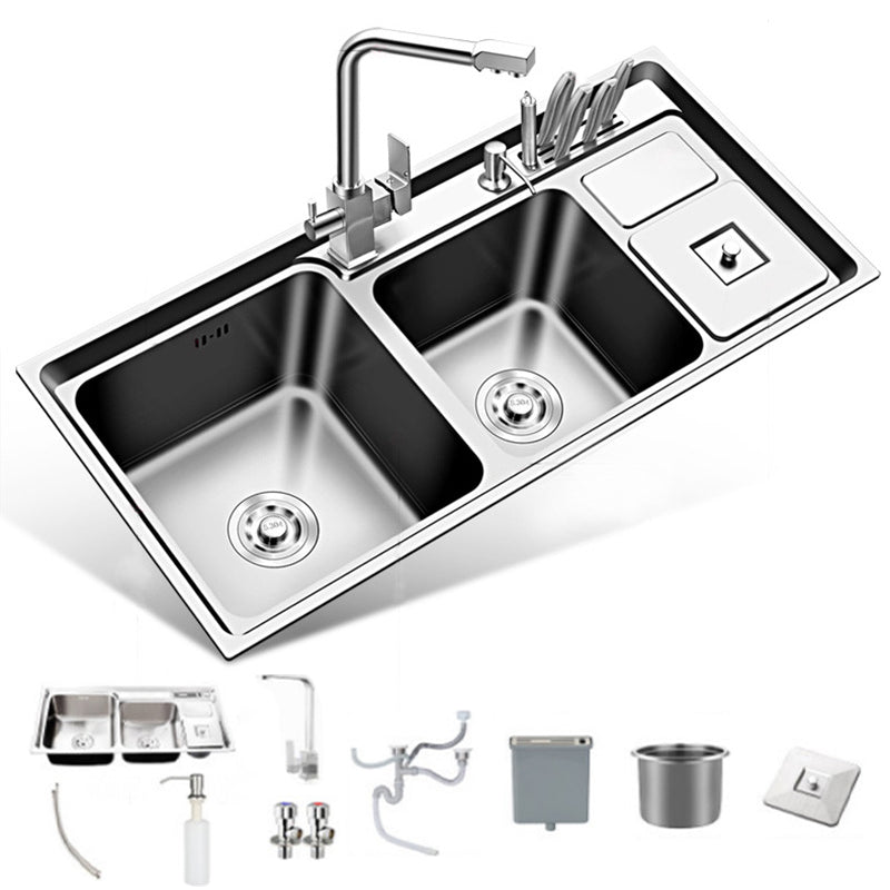 Large Triple Bowl Kitchen Sink Stainless Steel Chrome Sink with Accessories