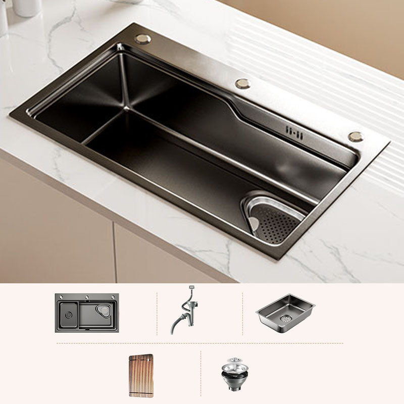 Contemporary Style Kitchen Sink Stainless Steel 3 Holes Drop-In Kitchen Sink