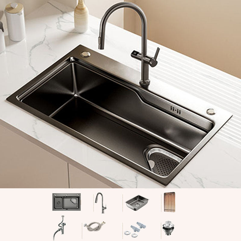 Contemporary Style Kitchen Sink Stainless Steel 3 Holes Drop-In Kitchen Sink