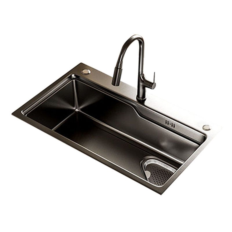 Contemporary Style Kitchen Sink Stainless Steel 3 Holes Drop-In Kitchen Sink