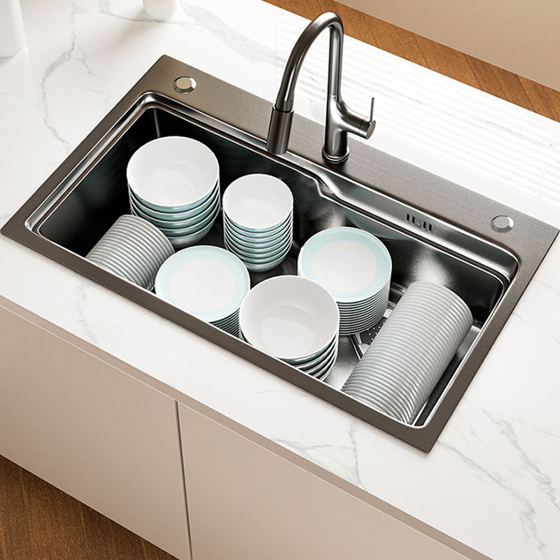 Contemporary Style Kitchen Sink Stainless Steel 3 Holes Drop-In Kitchen Sink