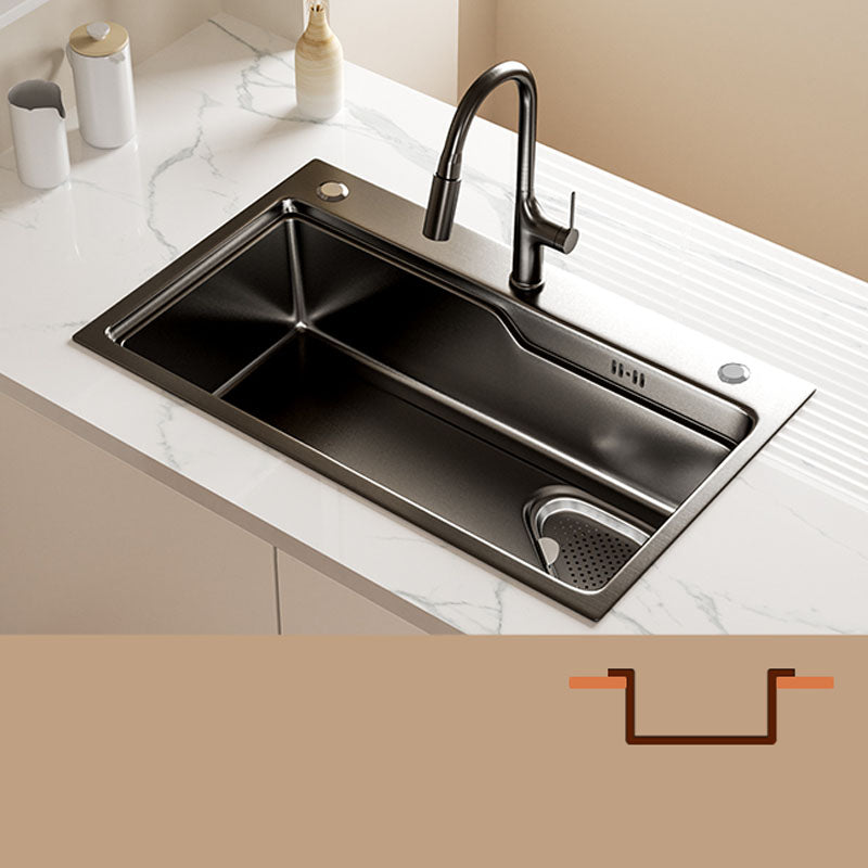 Contemporary Style Kitchen Sink Stainless Steel 3 Holes Drop-In Kitchen Sink