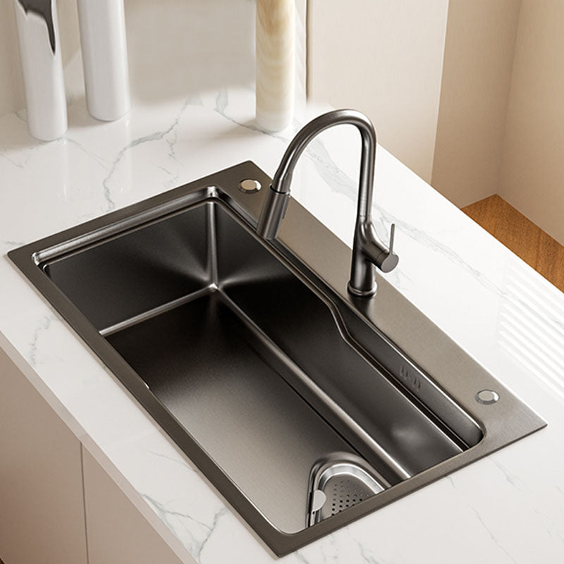 Contemporary Style Kitchen Sink Stainless Steel 3 Holes Drop-In Kitchen Sink