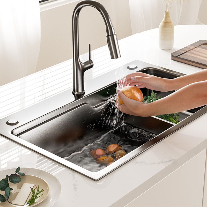 Contemporary Style Kitchen Sink Stainless Steel 3 Holes Drop-In Kitchen Sink