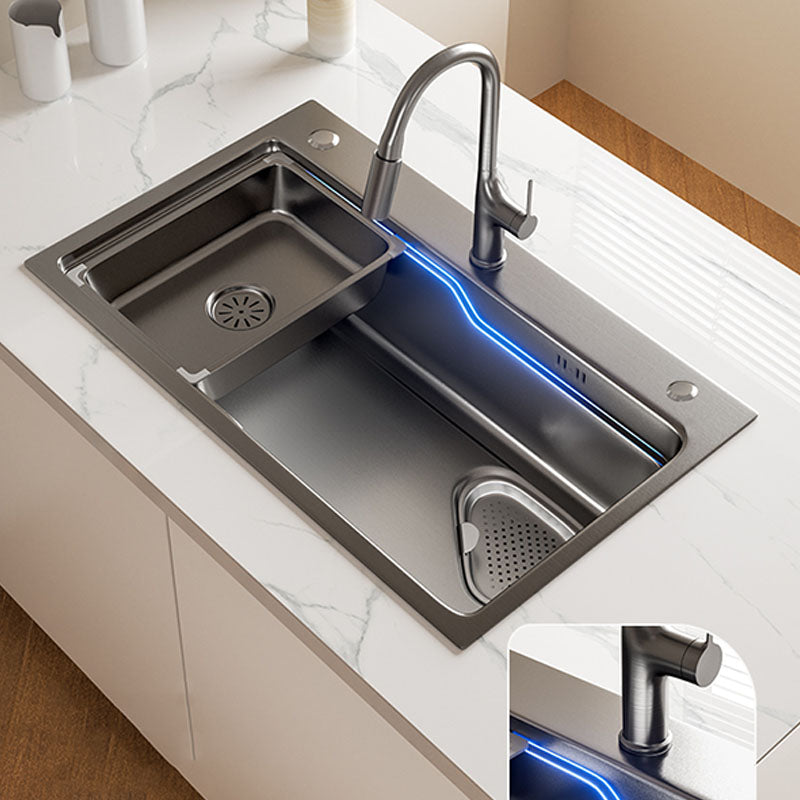 Contemporary Style Kitchen Sink Stainless Steel 3 Holes Drop-In Kitchen Sink