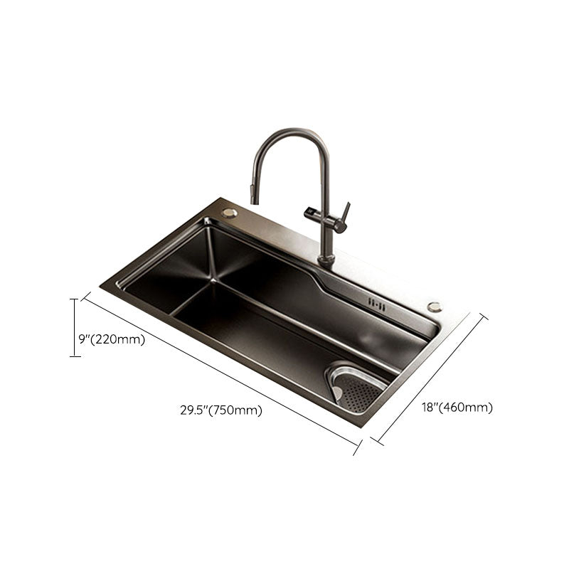 Contemporary Style Kitchen Sink Stainless Steel 3 Holes Drop-In Kitchen Sink