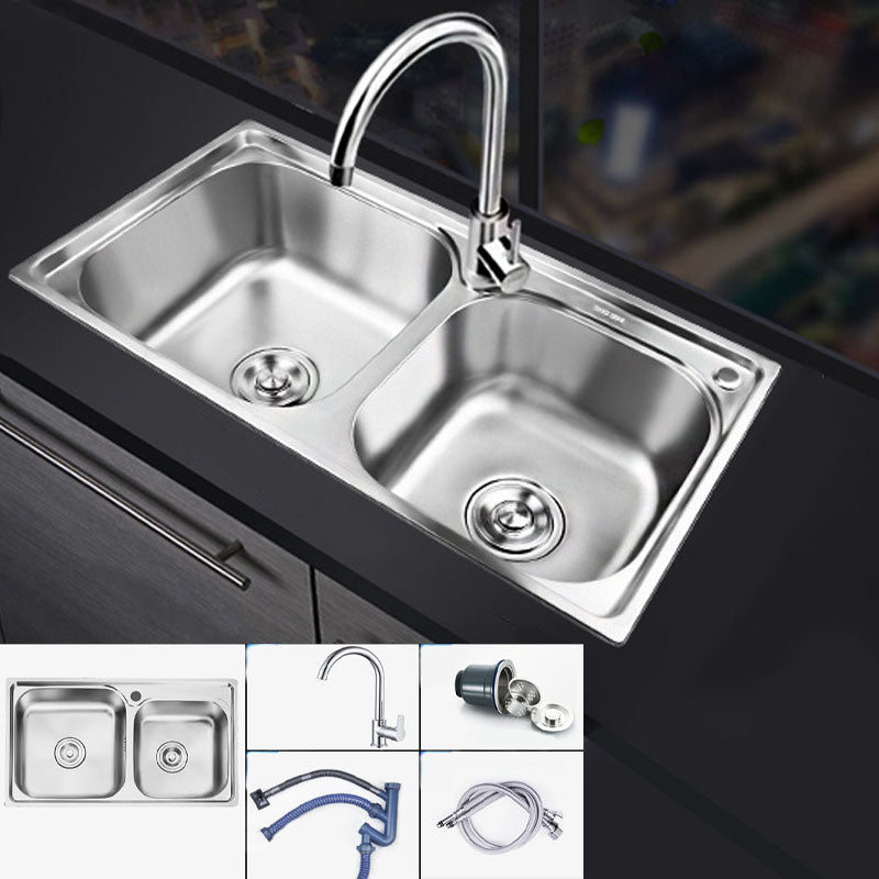 Classic Style Kitchen Sink Stainless Steel Kitchen Sink with Drain Strainer Kit