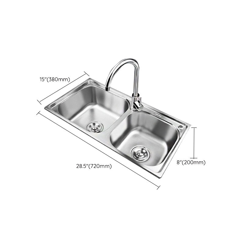 Classic Style Kitchen Sink Stainless Steel Kitchen Sink with Drain Strainer Kit