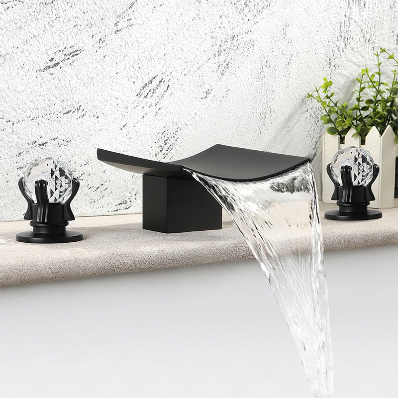 Modern Black Basin Lavatory Faucet with 2 Handle Solid Brass Bathroom Sink Faucet