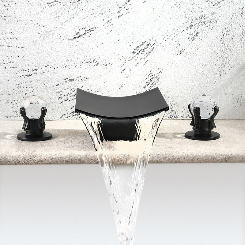 Modern Black Basin Lavatory Faucet with 2 Handle Solid Brass Bathroom Sink Faucet