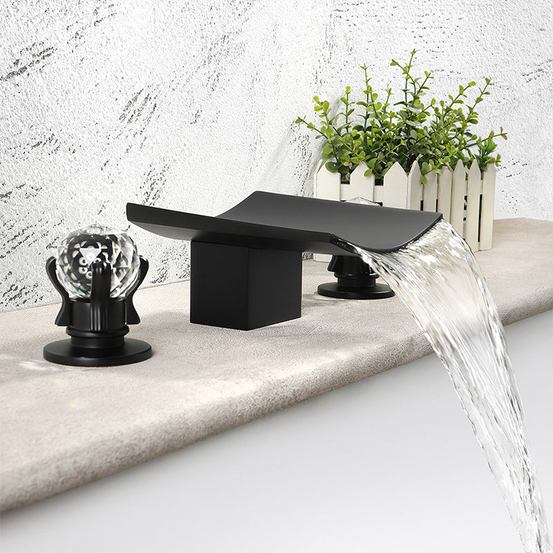 Modern Black Basin Lavatory Faucet with 2 Handle Solid Brass Bathroom Sink Faucet