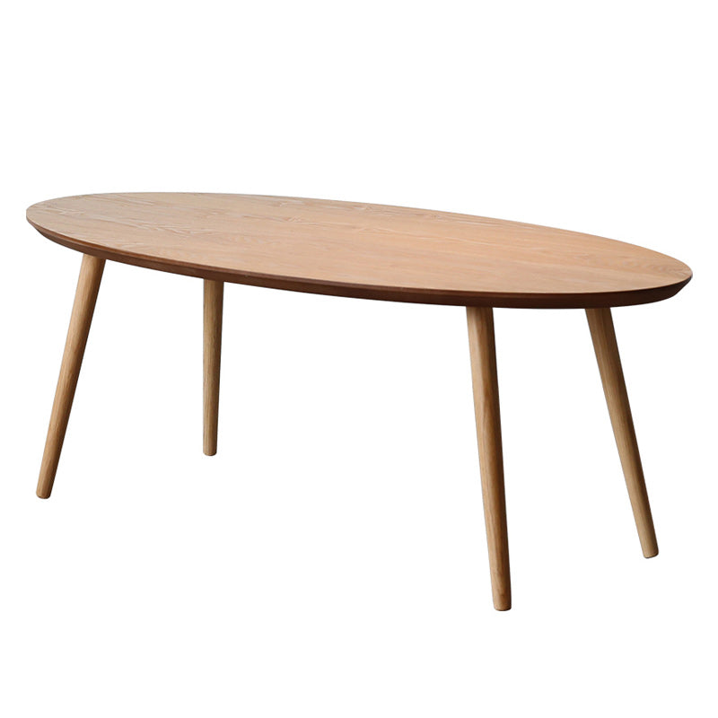 29"H Contemporary Office Desk Oval Natural Solid Wood Writing Desk