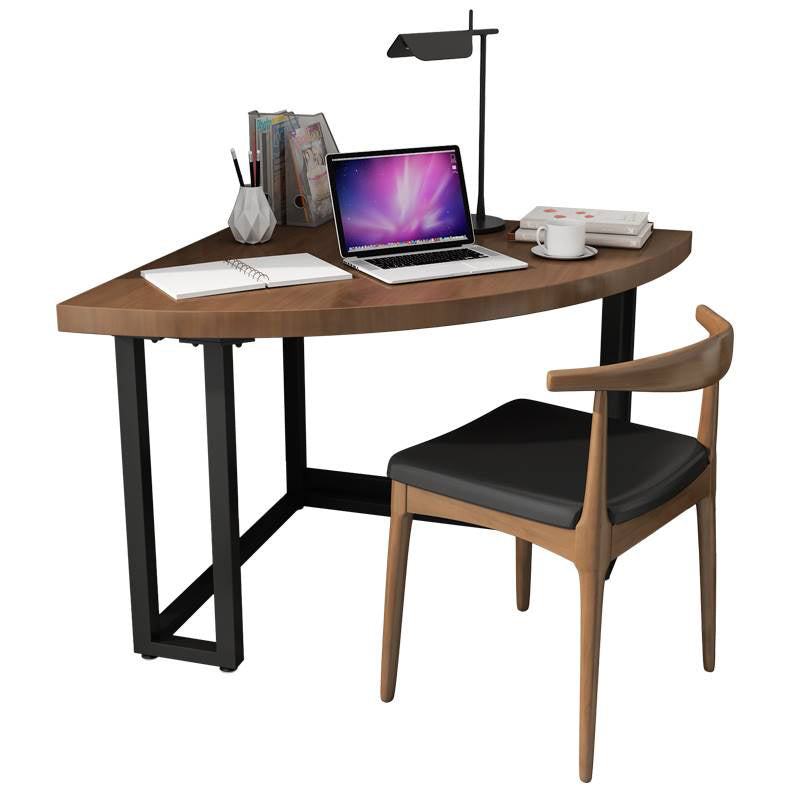 Industrial Pine and Metal Writing Desk Brown Wooden Office Desk