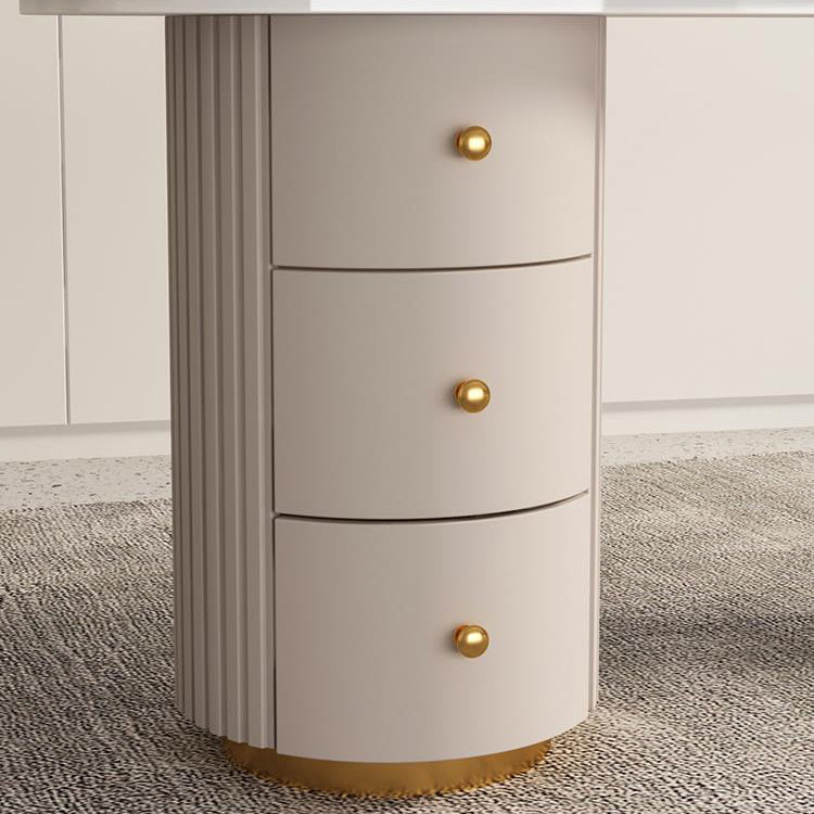 23" Wide Glam Executive Desk White 3-drawer Office Desk with Metal Legs