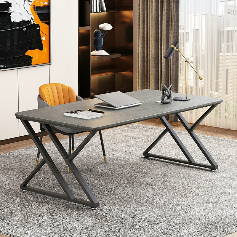 Rectangular Industrial Office Desk Dark Taupe Writing Desk for Home