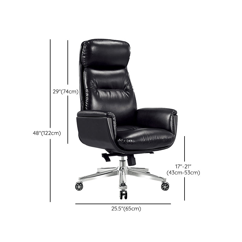 25" Wide Contemporary Managers Chair Black Leather Executive Chair