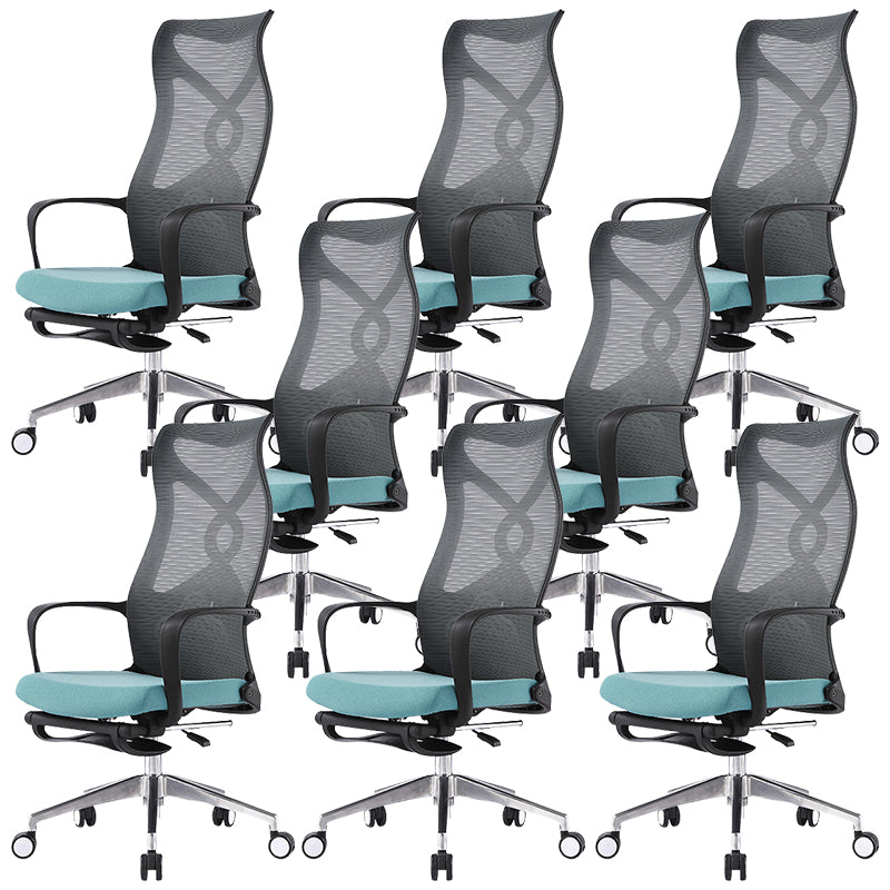 Fixed Arms Desk Chair Microfiber Desk High Back Chair Swivel Ergonomic