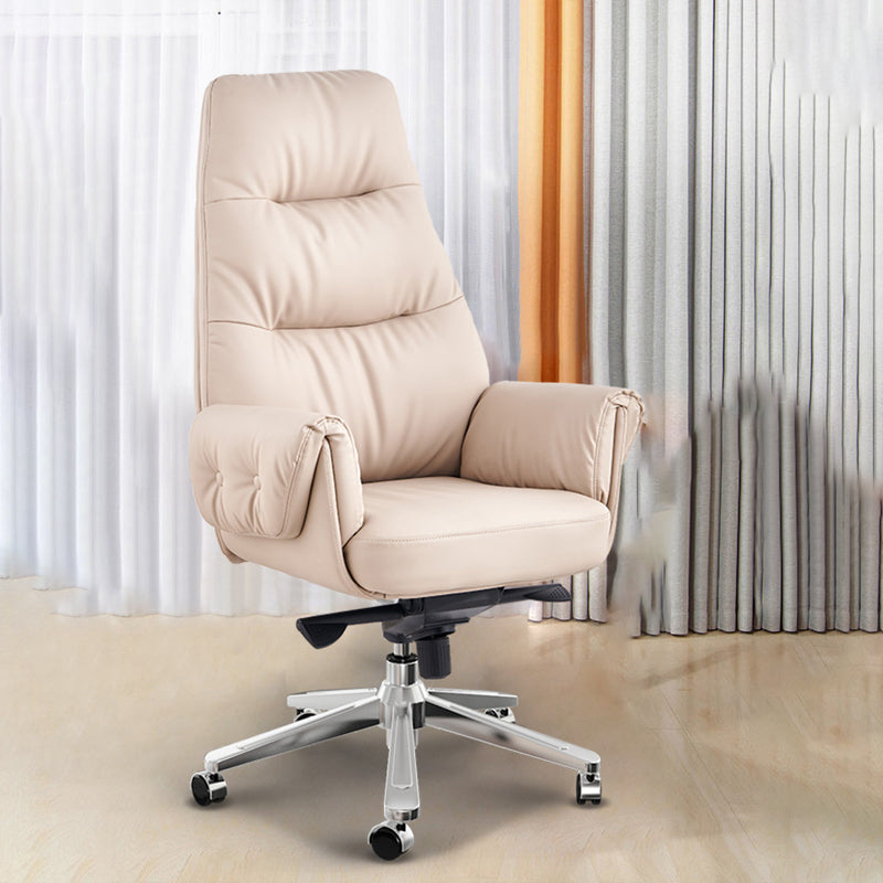 29" Wide Contemporary Managers Chair White Leather Executive Chair