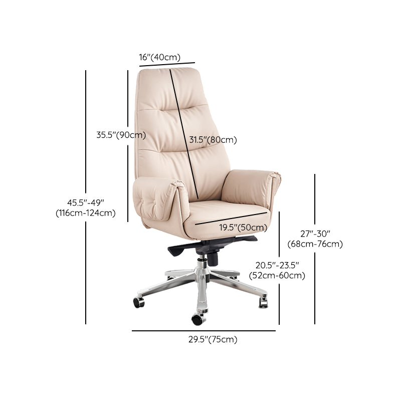 29" Wide Contemporary Managers Chair White Leather Executive Chair