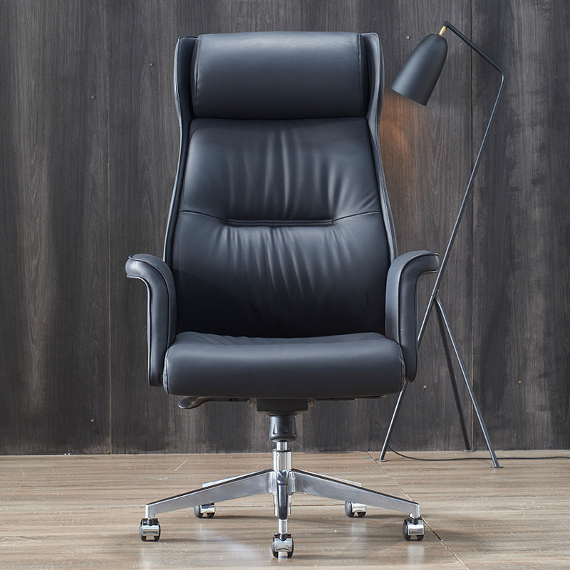 24" Wide Contemporary Managers Chair Black Leather Executive Chair