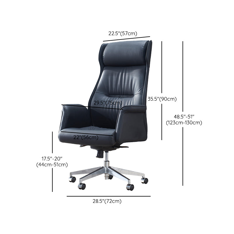 24" Wide Contemporary Managers Chair Black Leather Executive Chair