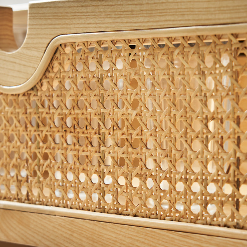 Contemporary Solid Wood Chest with Drawers and Wooden Legs in Natural