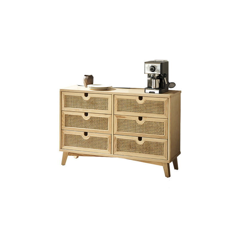 Contemporary Solid Wood Chest with Drawers and Wooden Legs in Natural