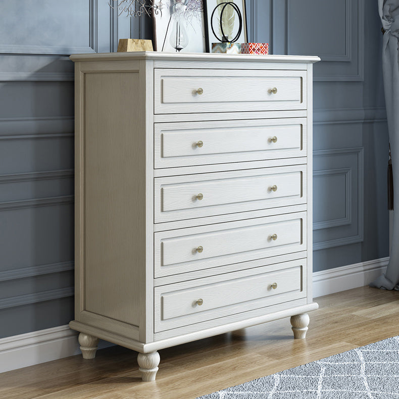 Contemporary Solid Wood Accent Chest with 5 Drawers and Wooden Legs