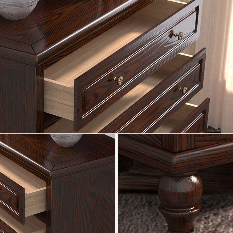 Contemporary Solid Wood Accent Chest with 5 Drawers and Wooden Legs