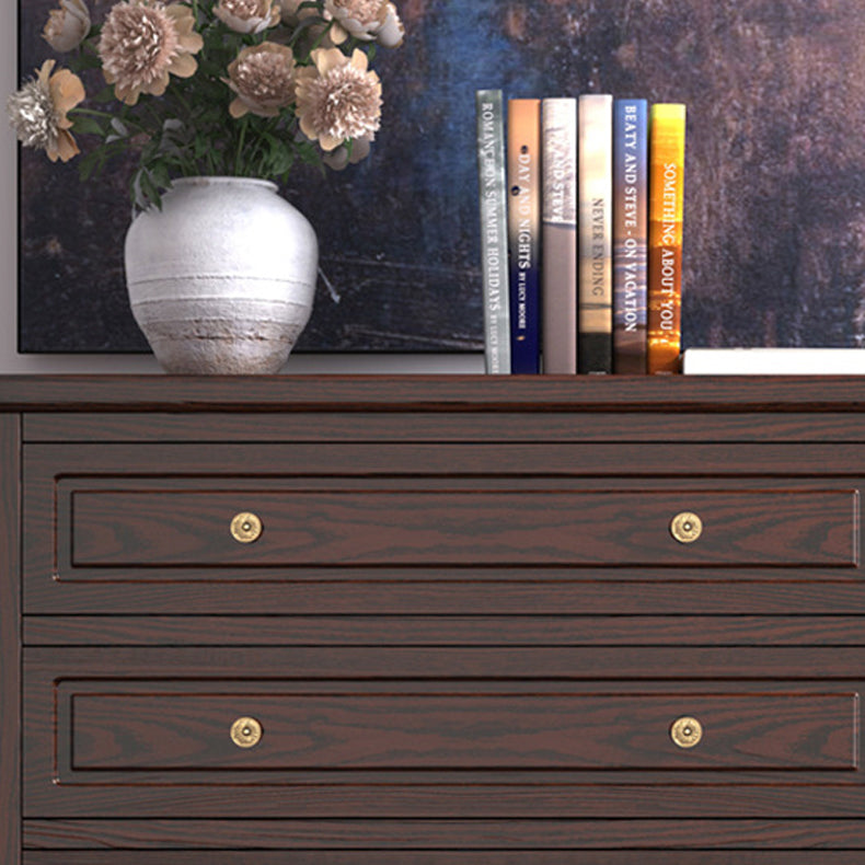 Contemporary Solid Wood Accent Chest with 5 Drawers and Wooden Legs