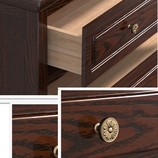 Contemporary Solid Wood Accent Chest with 5 Drawers and Wooden Legs