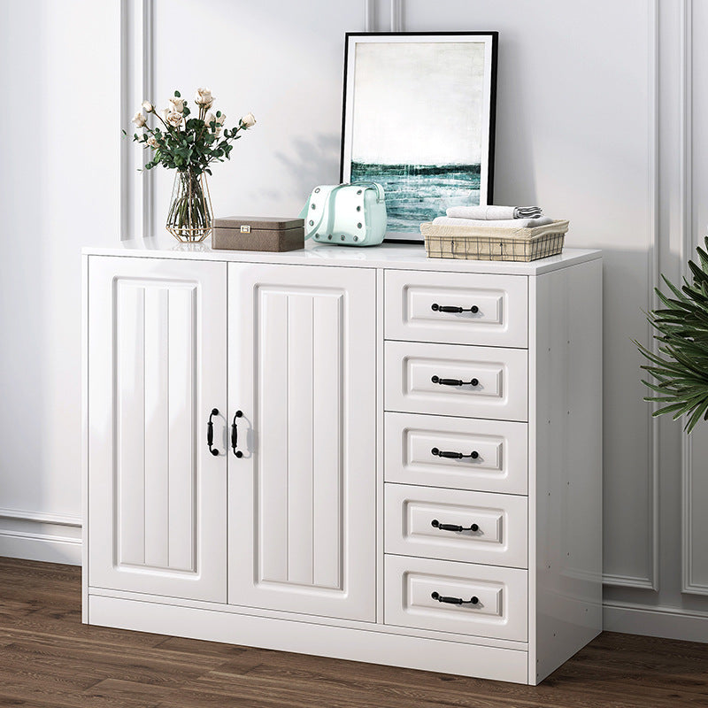 Modern White Accent Cabinet with Shelf and Wooden Drawers Cabinet