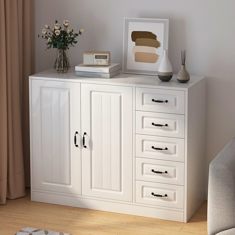 Modern White Accent Cabinet with Shelf and Wooden Drawers Cabinet