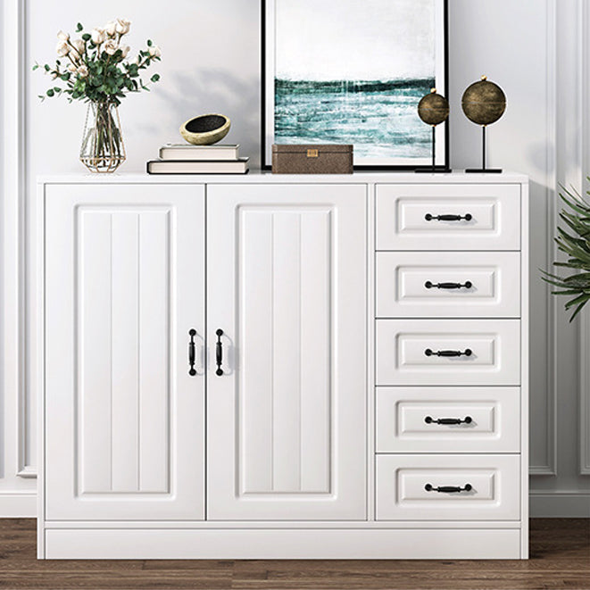 Modern White Accent Cabinet with Shelf and Wooden Drawers Cabinet