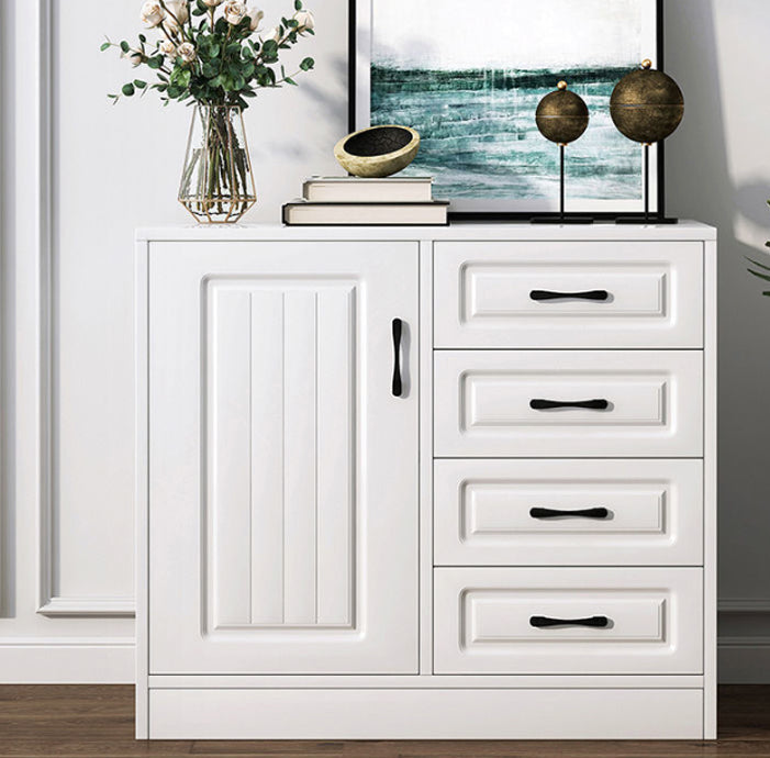 Modern White Accent Cabinet with Shelf and Wooden Drawers Cabinet