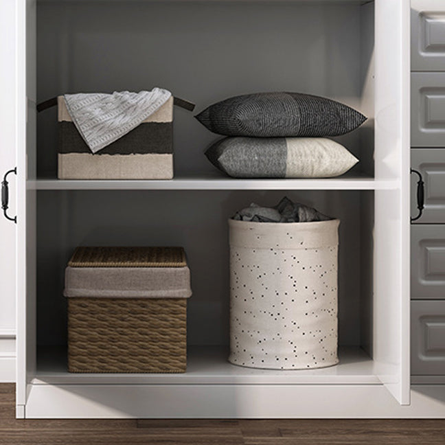 Modern White Accent Cabinet with Shelf and Wooden Drawers Cabinet