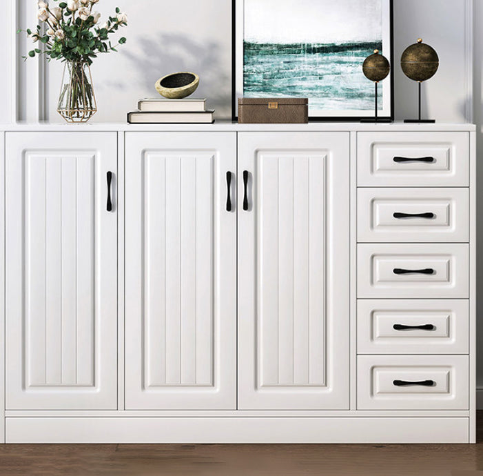 Modern White Accent Cabinet with Shelf and Wooden Drawers Cabinet