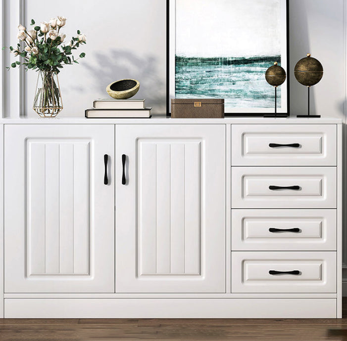 Modern White Accent Cabinet with Shelf and Wooden Drawers Cabinet