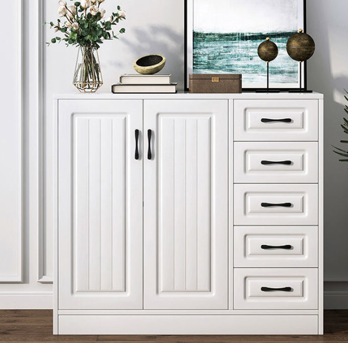 Modern White Accent Cabinet with Shelf and Wooden Drawers Cabinet