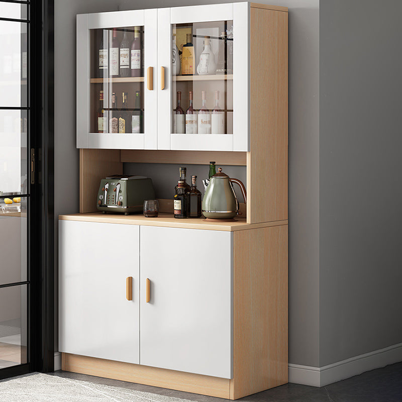 Engineered Wood Sideboard Table Modern Server with Glass Door