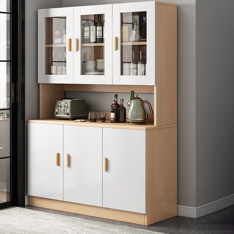 Engineered Wood Sideboard Table Modern Server with Glass Door