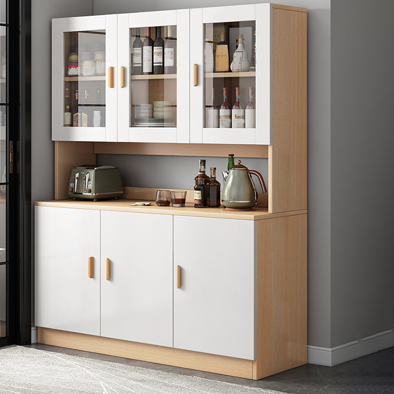 Engineered Wood Sideboard Table Modern Server with Glass Door