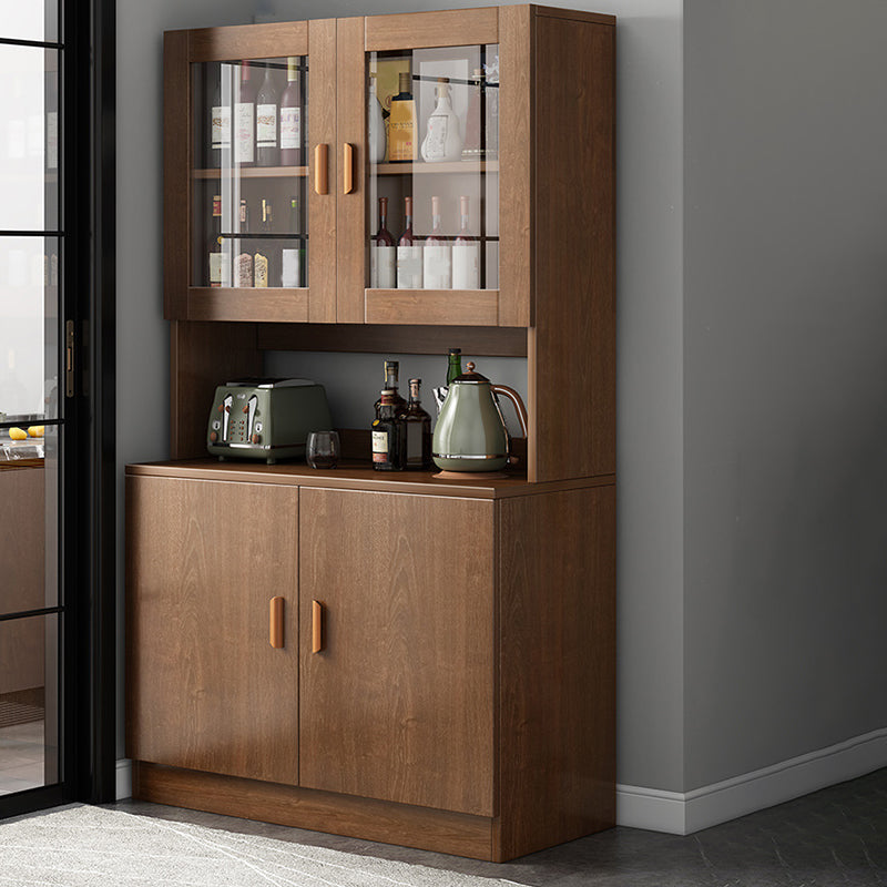 Modern Engineered Wood Dining Server Antique Finish Sideboard with Glass Door