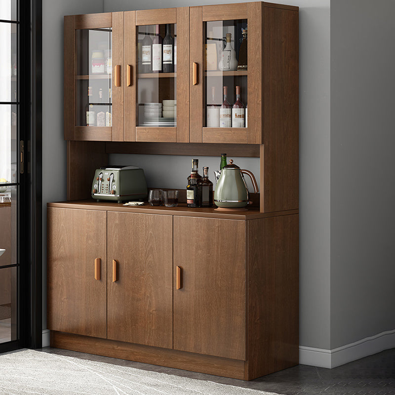 Modern Engineered Wood Dining Server Antique Finish Sideboard with Glass Door