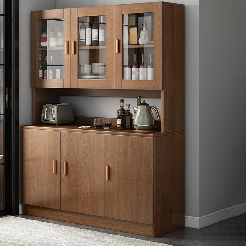 Modern Engineered Wood Dining Server Antique Finish Sideboard with Glass Door