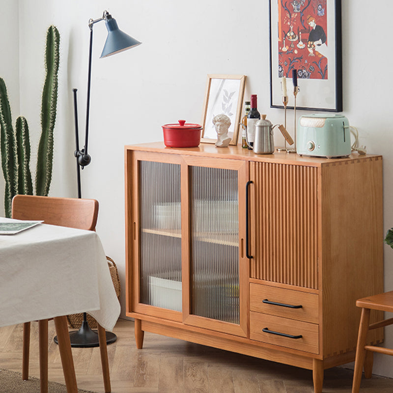 Wooden Side Board Modern Minimalist Home Rectangular Sideboard with Sliding Door