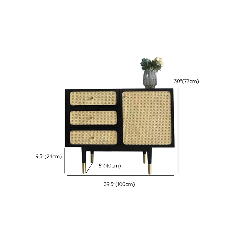 Wooden Sideboard Farmhouse Style Minimalist Home Side Board with Cabinet and Drawer