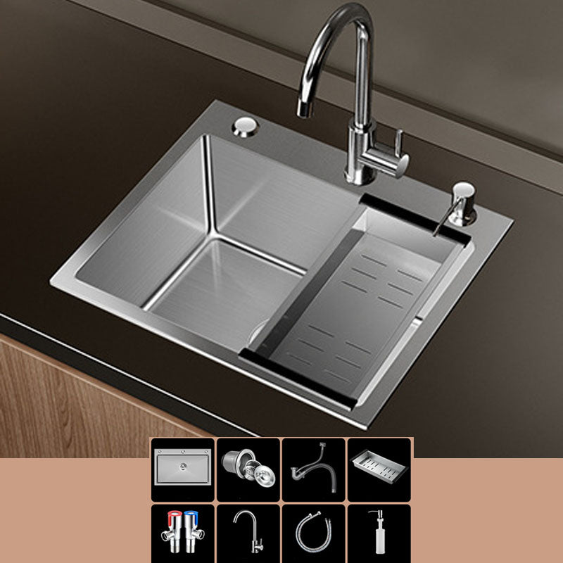 Modern Workstation Sink Stainless Steel with Drain Assembly and Faucet Kitchen Sink