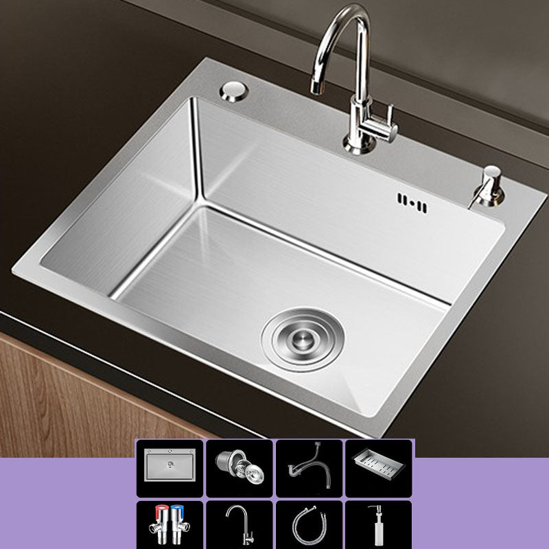 Modern Workstation Sink Stainless Steel with Drain Assembly and Faucet Kitchen Sink